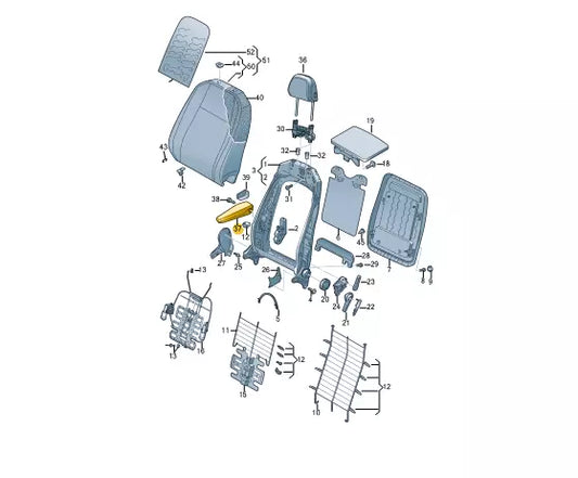 NEW VOLKSWAGEN CADDY MK4 SB LEFT ARMREST 7C0881081FDNS ORIGINAL