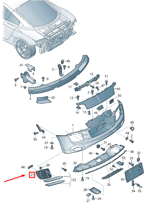 new audi r8 spyder 42 rear left bumper grille 420807697b3fz original