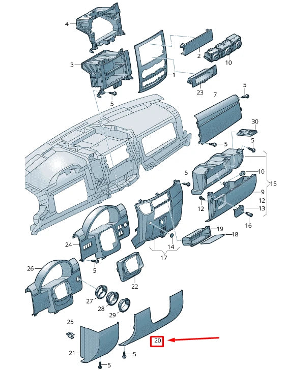 NEW VOLKSWAGEN CRAFTER 2F MK1 RIGHT DASHBOARD LOWER COVER RHD 2E2857161A