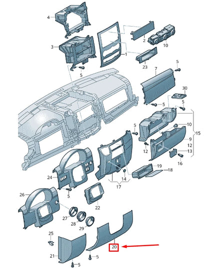 NEW VOLKSWAGEN CRAFTER 2F MK1 RIGHT DASHBOARD LOWER COVER RHD 2E2857161A