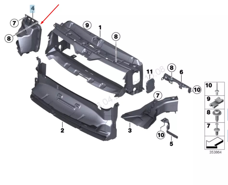 NEW BMW 3 F35 RADIATOR M RIGHT AIR DUCT 51748054232 8054232 2015 ORIGINAL