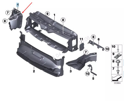 NEW BMW 3 F35 RADIATOR M RIGHT AIR DUCT 51748054232 8054232 2015 ORIGINAL
