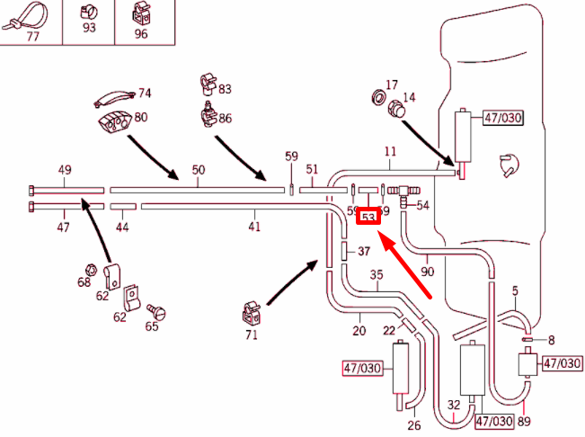 NEW MERCEDES-BENZ G W461 RETURN LINE TO FUEL TANK HOSE A4614760226 ORIGINAL