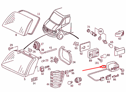 NEW MB SPRINTER 903 RIGHT TURN SIGNAL BLINKER LAMP A0018205021 ORIGINAL