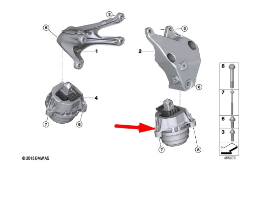 NEW BMW 5 G30 LEFT ENGINE MOUNT 22116860463 ORIGINAL