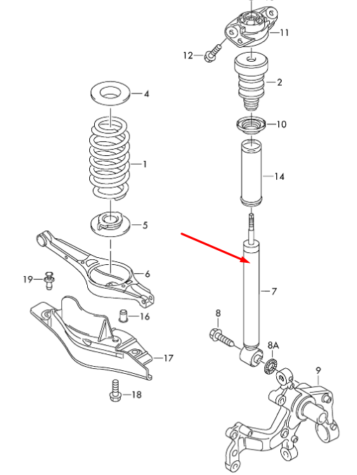 new volkswagen touran 1t3 rear shock absorber 1t0513029r original
