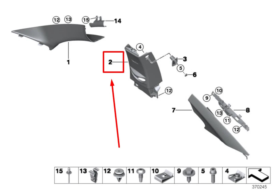 NEW BMW 2 COUPE F22, F87 LEFT UPPER B-COLUMN COVER 51448057933 8057933 ORIGINAL