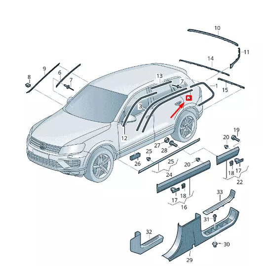 NEW VW TOUAREG 7P MK2 LEFT SIDE ROOF RETAINING STRIP 7P6854513B9B9