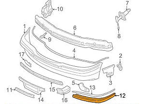 NEW BMW 7 E38 FRONT BUMPER LEFT MOLDING TRIM 51118125309 8125309 ORIGINAL