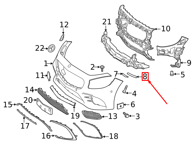 new mercedes-benz s c217 front bumper right mounting rail a2178853000 original