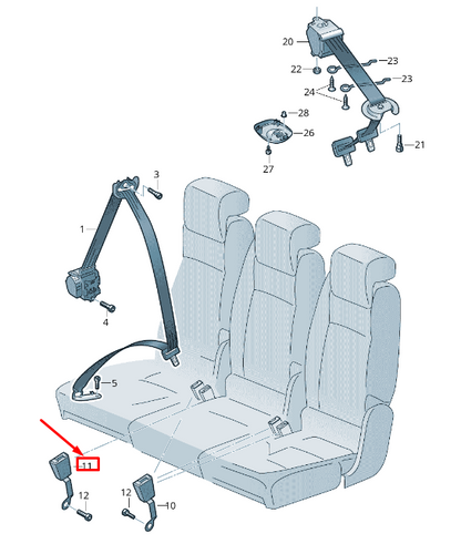 NEW VW SHARAN 7N REAR RIGHT CENTER SEAT BELT BUCKLE 7N0857753BQVZ ORIGINAL