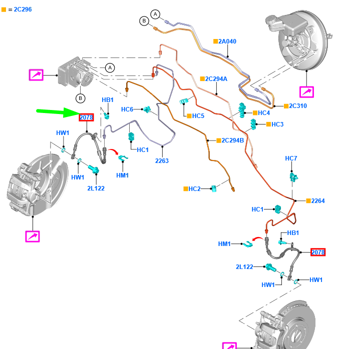 new ford puma mk2 front left brake hose 2480603 m1tc-2b557-aa original