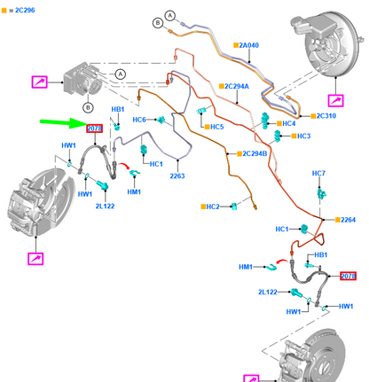 new ford puma mk2 front left brake hose 2480603 m1tc-2b557-aa original