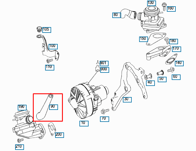 NEW MB C W204 RIGHT SECONDARY AIR INJECTION PUMP HOSE A2721421283 ORIGINAL