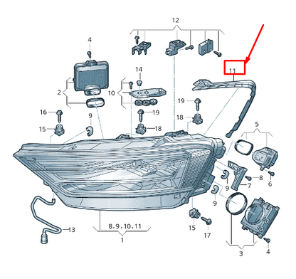 new audi a8 4n left headlight sealing frame 4n0941191 original