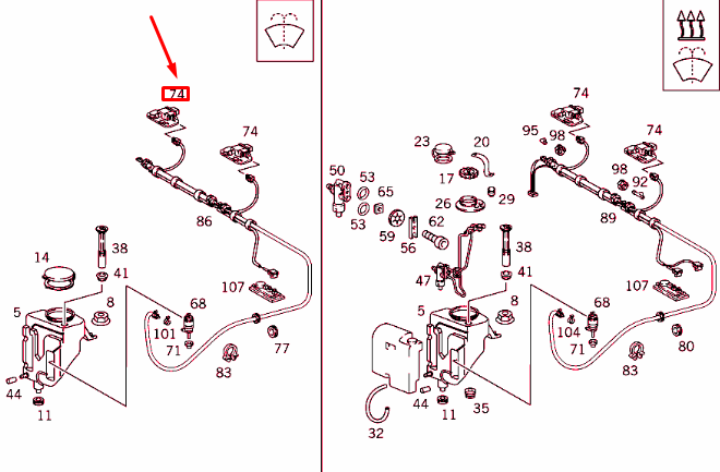 NEW MERCEDES-BENZ E-CLASS W210 ENGINE HOOD NOZZLE A2108601847 ORIGINAL