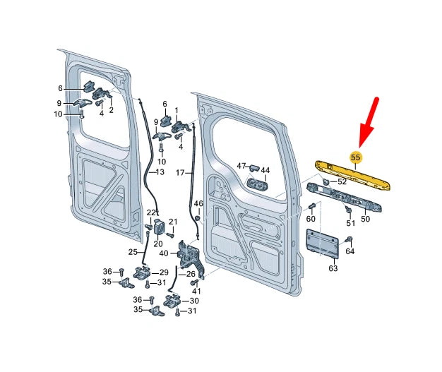 NEW VW CADDY MK4 SB REAR WING DOOR GRIP MOLDING 2K7827574B9B9 ORIGINAL