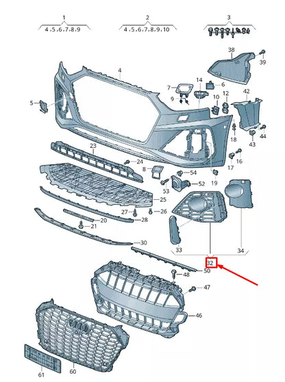 NEW AUDI A4 AVANT B9 FRONT RIGHT AIR GUIDE GRILLE 8W0807682AST94