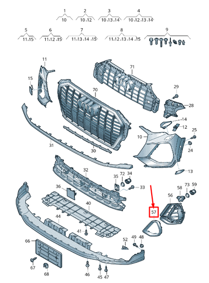 NEW AUDI Q3 F3 FRONT RIGHT BUMPER TRIM 83A853054AX7L ORIGINAL