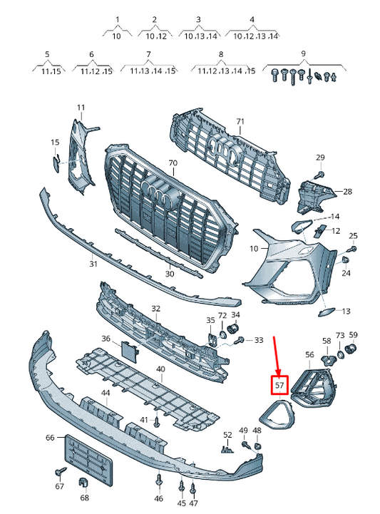 NEW AUDI Q3 F3 FRONT RIGHT BUMPER TRIM 83A853054AX7L ORIGINAL
