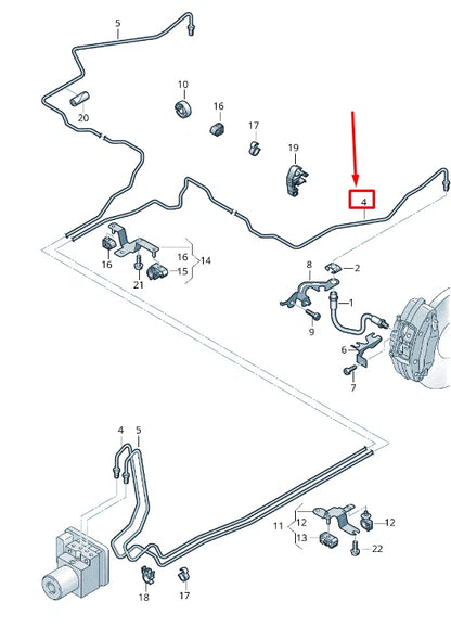 NEW AUDI R8 4S BRAKE PIPE FROM HYDRAULICS TO BRAKE HOSE 4S0614725F