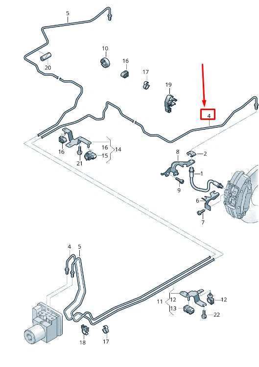 NEW AUDI R8 4S BRAKE PIPE FROM HYDRAULICS TO BRAKE HOSE 4S0614725F