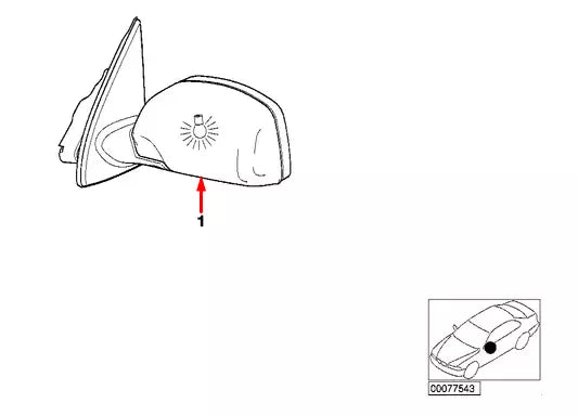 NEW BMW X5 E53 FRONT RIGHT DOOR MIRROR COVER 51168266734 8266734 ORIGINAL