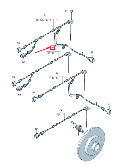 new vw cc 35 rear right abs wheel speed sensor wiring 3c0927904j original