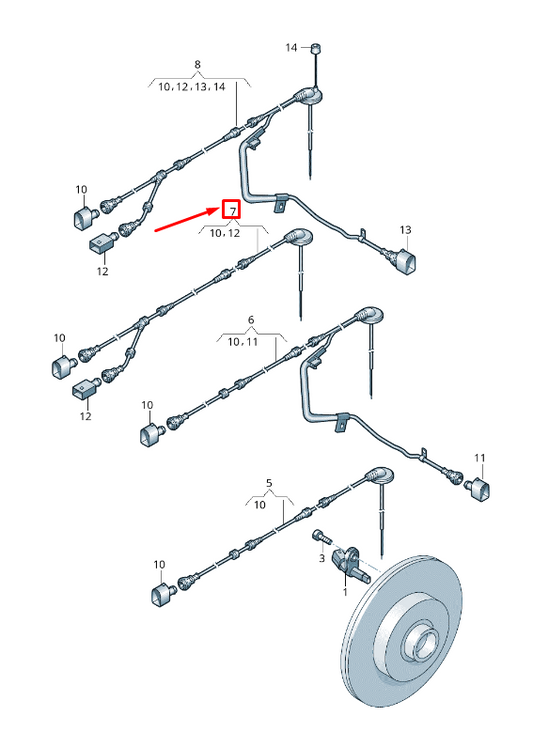 new vw cc 35 rear right abs wheel speed sensor wiring 3c0927904j original