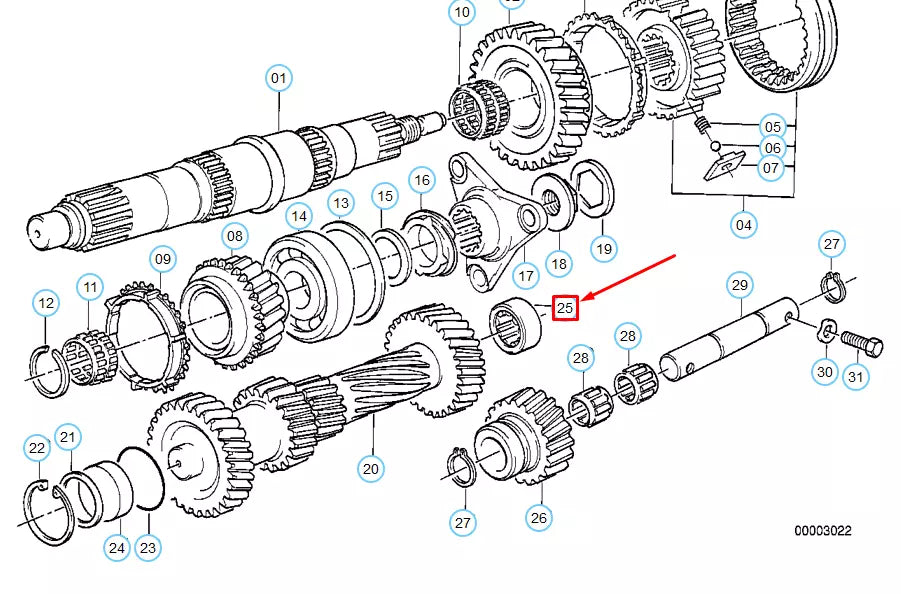 NEW BMW 5 E28 COUNTERSHAFT ROLLER BUSHING 23121224077 1224077 ORIGINAL