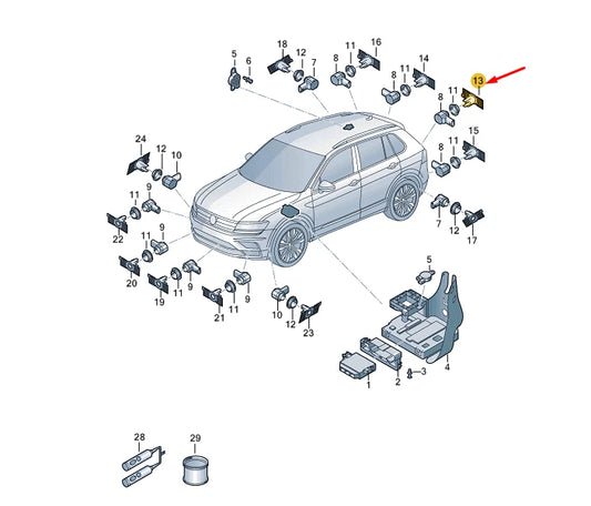 NEW VW TIGUAN ALLSPACE AD REAR CENTER LEFT PARK SENSOR HOLDER 5NL919491A