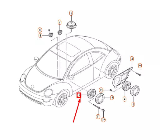 NEW VOLKSWAGEN BEETLE 9C FRONT DOOR BASS LOUDSPEAKER 6Q0035411A ORIGINAL