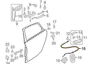 NEW AUDI A4 8K REAR DOOR LATCH RELEASE CABLE 8K0839085A ORIGINAL