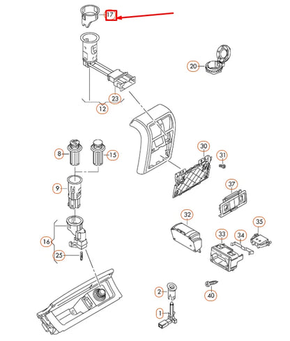 NEW VW PASSAT B6 CENTRE CONSOLE REAR POWER OUTLET RETAINER 6Y09193419B9 ORIGINAL