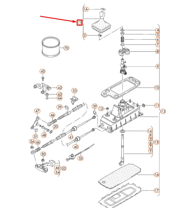 NEW VOLKSWAGEN CC GEAR SHIFT KNOB LEATHER WITH TRIM 3AA711113FIRC ORIGINAL