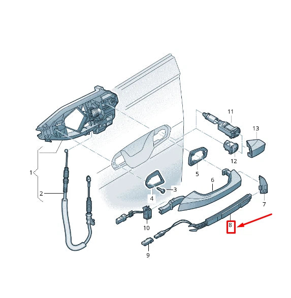 NEW AUDI Q8 4MN FRONT LEFT DOOR HANDLE SENSOR RHD 4N0927753 ORIGINAL