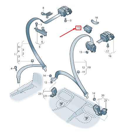 new audi a5 f5 rear seat belt guide cover 8w0857763 p70 8w0857763p70 original