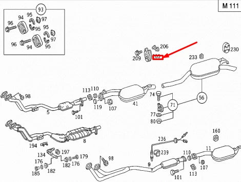 NEW MERCEDES-BENZ E W124 MAIN MUFFLER SUSPENSION RING A1244920118 ORIGINAL