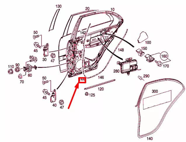 NEW MERCEDES-BENZ C W203 REAR LEFT DOOR BOTTOM RAIL A2037370335 ORIGINAL