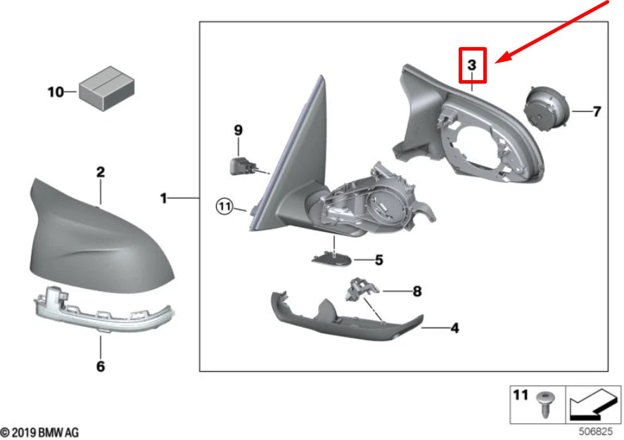 NEW BMW X4 F98 FRONT LEFT MIRROR SUPPORTING FRAME 8071003 51168071003 ORIGINAL