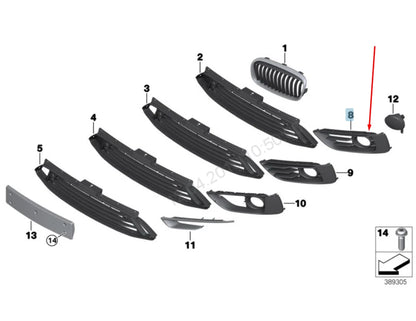 NEW BMW 2 F45 RIGHT FOG LIGHT GRILLE 51117328682 7328682 2015
