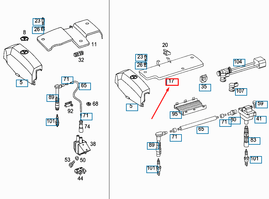 NEW MERCEDES-BENZ C W202 ENGINE IGNITION COIL COVER PLATE A1111501075 ORIGINAL