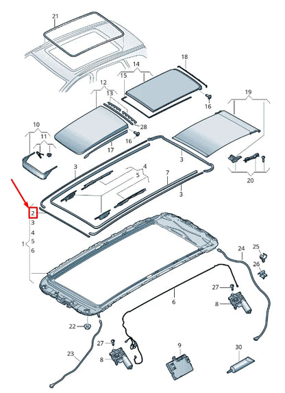 NEW AUDI Q7 4M FRONT SUNROOF SEAL 4M0877223
