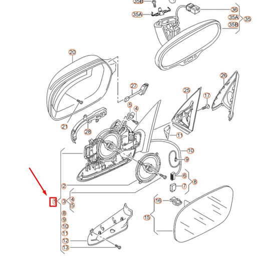 NEW AUDI Q3 8U FRONT LEFT DOOR MIRROR ASSEMBLY LHD 8U1857409FSP9 ORIGINAL