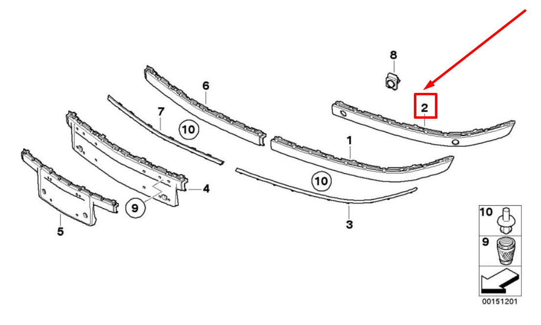 new bmw 7 e65,e66,e67 front right primed bumper guard 51117142246 7142246