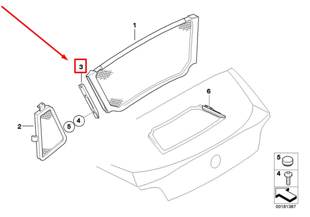 NEW BMW Z4 E85 LEFT CENTER WIND DEFLECTOR BRACKET 54347117749 7117749 ORIGINAL