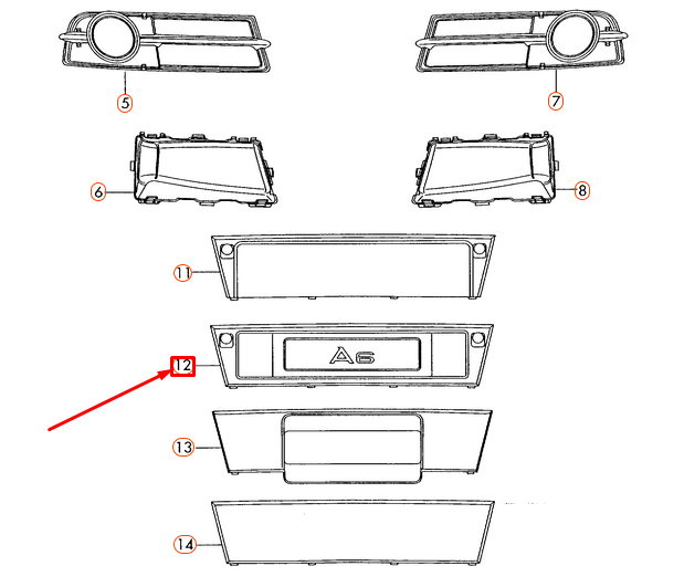 new audi a6 c6 front license plate trim 4f0807285a3fz original