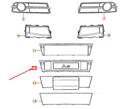 new audi a6 c6 front license plate trim 4f0807285a3fz original