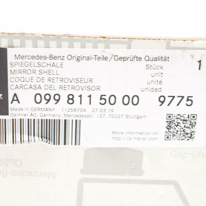 NEW MERCEDES-BENZ C-CLASS W205 RIGHT MIRROR COVER A09981150009775 LHD ORIGINAL
