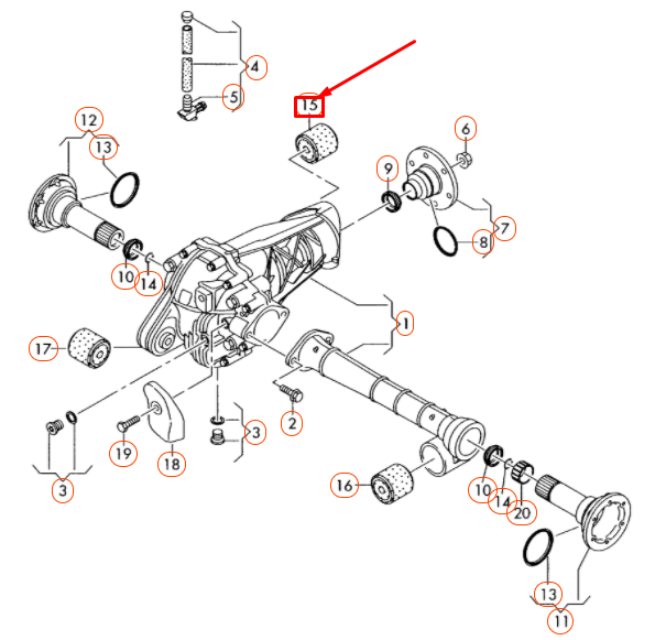 NEW VW TOUAREG 7L FRONT DIFFERENTIAL BONDED RUBBER BUSH 7L0525337B ORIGINAL